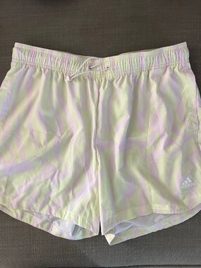 adidas Women’s Pastel Zebra Athletic Shorts - Yellow & Pink